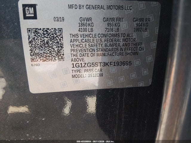 Chevrolet MALIBU RS 2019 1G1ZG5ST3KF193695 Image 9