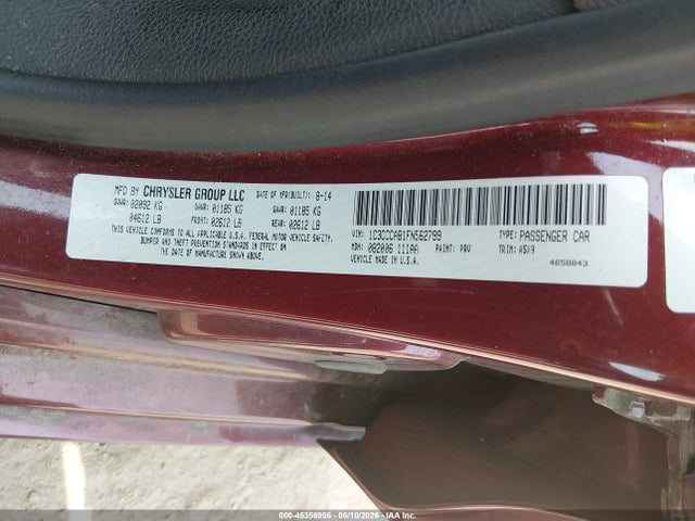 Aukcja sprzedaży 2015 Chrysler 200 Limited, vin: 1C3CCCAB1FN562799, numer aukcji: 45356996