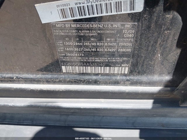 Продаж на аукціоні авто 2010 Mercedes-benz Ml 350, vin: 4JGBB5GB5AA575340, номер лоту: 45357102