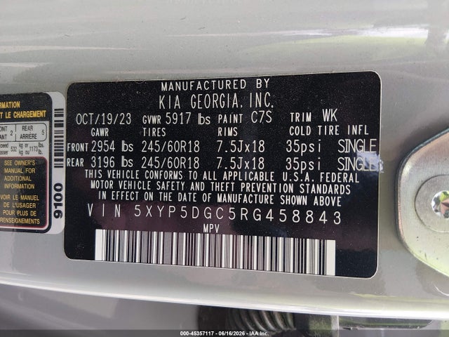 2024 Kia Telluride Sx Prestige X-pro მანქანა იყიდება აუქციონზე, vin: 5XYP5DGC5RG458843, აუქციონის ნომერი: 45357117