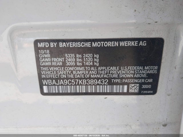 WBAJA9C57KB389432 BMW 530e Iperformance