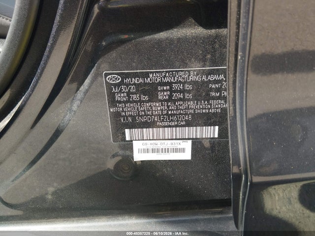 Hyundai ELANTRA SE 2020 5NPD74LF2LH612048 Image 9