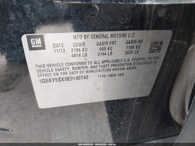 Aukcja sprzedaży 2014 Cadillac Cts Performance, vin: 1G6AY5SX0E0140743, numer aukcji: 45357230