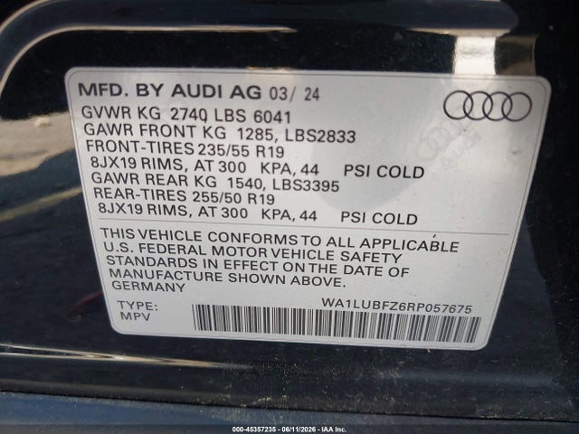 WA1LUBFZ6RP057675 Audi Q4 E-tron Premium Plus 55 Quattro