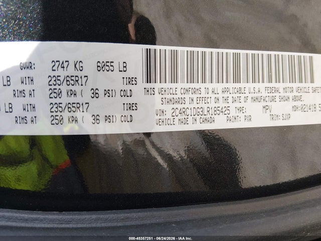 Aukcja sprzedaży 2020 Chrysler Voyager Lxi, vin: 2C4RC1DG3LR185425, numer aukcji: 45357251