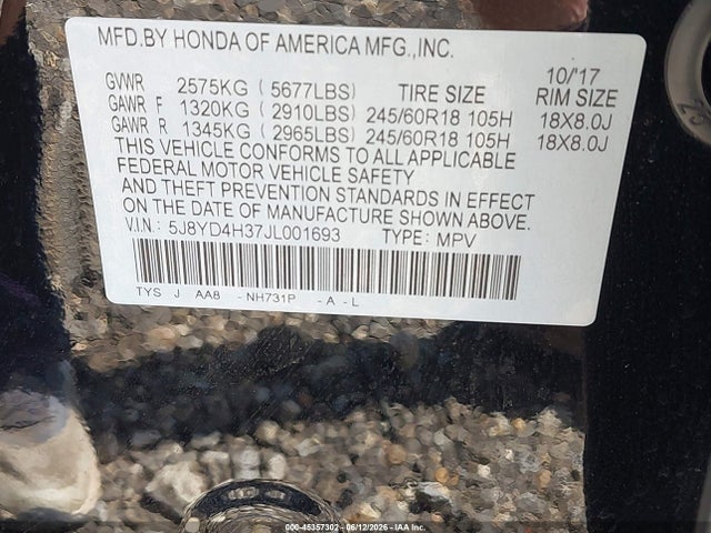Продажа на аукционе авто 2018 Acura Mdx, vin: 5J8YD4H37JL001693, номер лота: 45357302