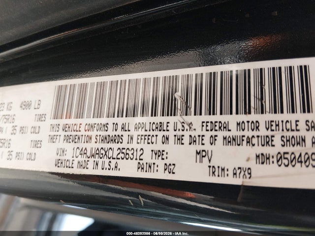 Продаж на аукціоні авто 2012 Jeep Wrangler Sport, vin: 1C4AJWAGXCL256312, номер лоту: 45357304