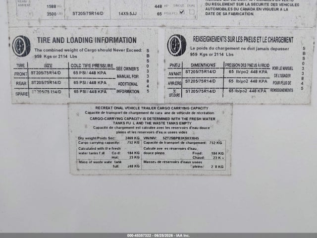 Продаж на аукціоні авто 2019 Forest River Other, vin: 5ZT2SBPB3KS033845, номер лоту: 45357322