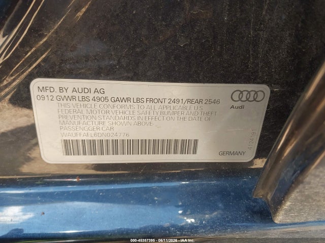 Продажа на аукционе авто 2013 Audi A4 2.0t Premium, vin: WAUFFAFL6DN024776, номер лота: 45357395