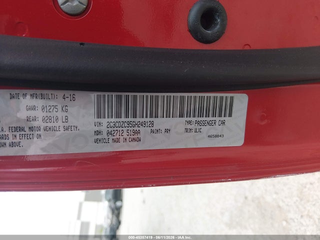 45357419 :رقم المزاد ، 2C3CDZC95GH249128 vin ، 2016 Dodge Challenger Srt Hellcat مزاد بيع