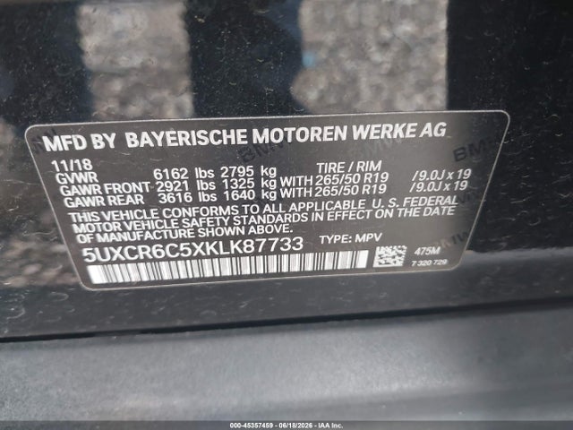 BMW X5 Xdrive40i 2019 5UXCR6C5XKLK87733 Image 9