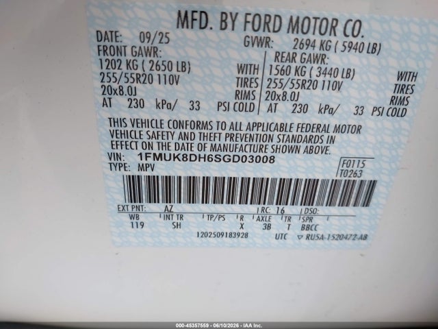 Ford Explorer Active 2025 1FMUK8DH6SGD03008 Image 9