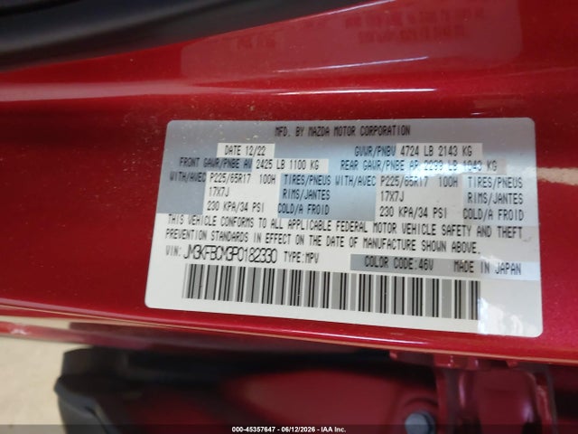 Aukcja sprzedaży 2023 Mazda Cx-5 2.5 S Preferred, vin: JM3KFBCM3P0182330, numer aukcji: 45357647