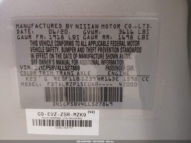 Nissan Kicks S Xtronic Cvt 2020 3N1CP5BV4LL527869 Image 9