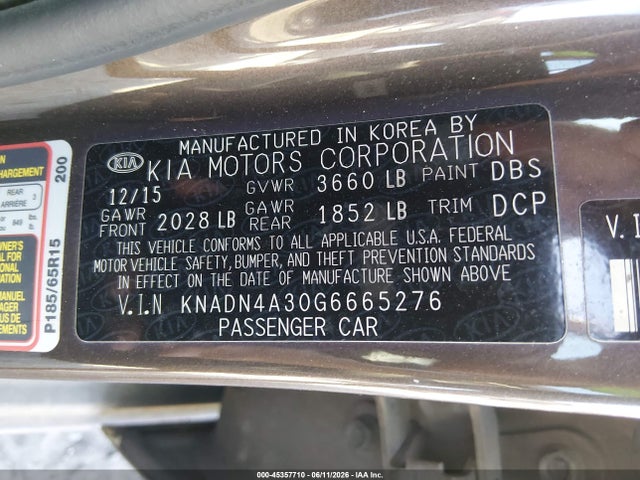 KIA RIO EX 2016 KNADN4A30G6665276 Image 9