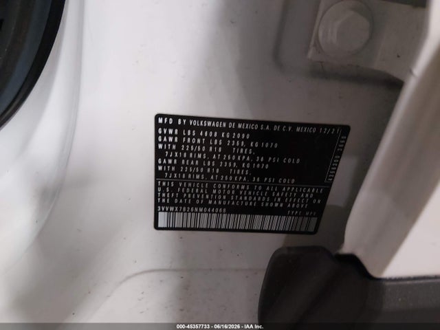 Продаж на аукціоні авто 2022 Volkswagen Taos 1.5t Se, vin: 3VVWX7B26NM044068, номер лоту: 45357733