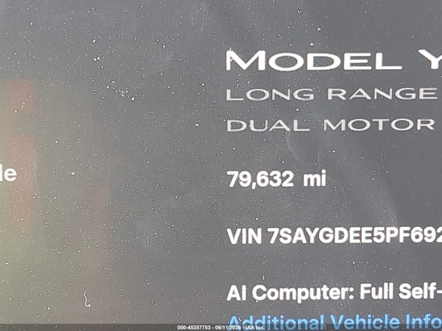 Продаж на аукціоні авто 2023 Tesla Model Y Awd/long Range Dual Motor All-wheel Drive, vin: 7SAYGDEE5PF692281, номер лоту: 45357753