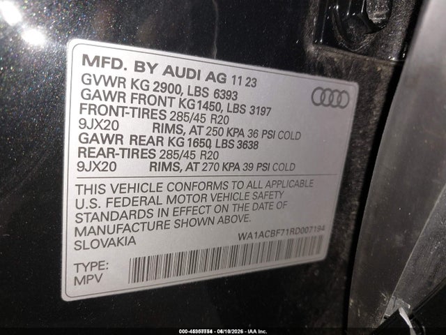 Продаж на аукціоні авто 2024 Audi Q7 Premium 45 Tfsi Quattro Tiptronic, vin: WA1ACBF71RD007194, номер лоту: 45357754