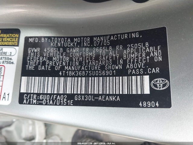 Aukcja sprzedaży 2005 Toyota Avalon Xl, vin: 4T1BK36B75U056901, numer aukcji: 45357776