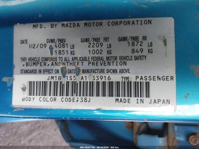 45357788 :رقم المزاد ، JM1BL1S59A1133916 vin ، 2010 Mazda Mazda3 S Grand Touring مزاد بيع