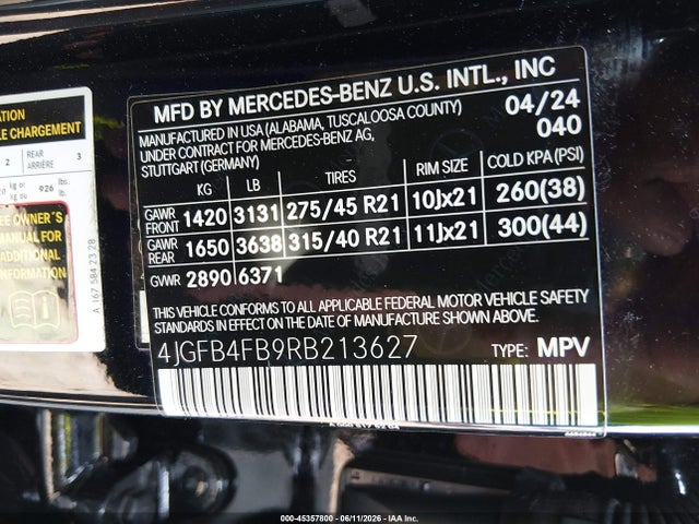 2024 Mercedes-benz Gle 350 4matic მანქანა იყიდება აუქციონზე, vin: 4JGFB4FB9RB213627, აუქციონის ნომერი: 45357800