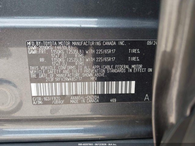 Продажа на аукционе авто 2024 Toyota Rav4 Le, vin: 2T3F1RFV2RW485717, номер лота: 45357803