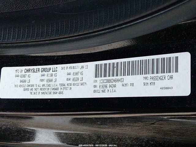 Продаж на аукціоні авто 2013 Chrysler 200 Touring, vin: 1C3CCBBB6DN600453, номер лоту: 45357818