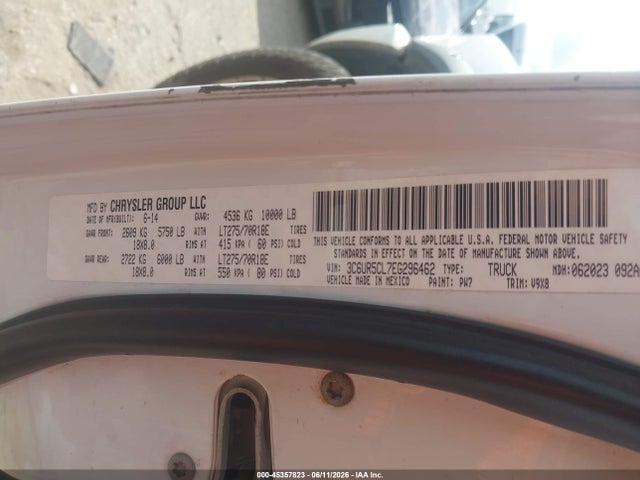 Aukcja sprzedaży 2014 Ram 2500 Tradesman, vin: 3C6UR5CL7EG296462, numer aukcji: 45357823