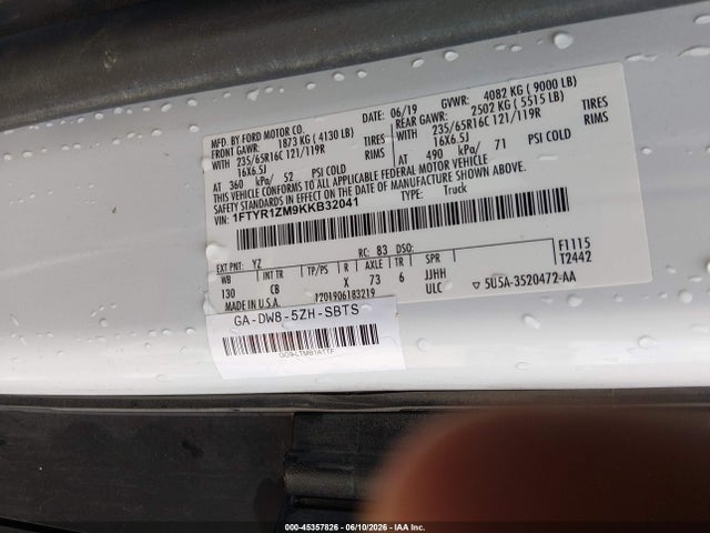 Ford Transit-250 2019 1FTYR1ZM9KKB32041 Image 9