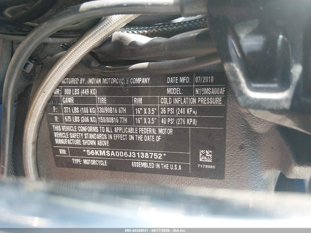 INDIAN MOTORCYCLE CO. Scout Abs 2018 56KMSA006J3138752 Image 10
