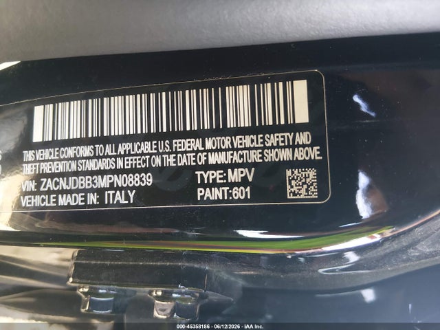2021 Jeep Renegade 80th Anniversary 4x4 მანქანა იყიდება აუქციონზე, vin: ZACNJDBB3MPN08839, აუქციონის ნომერი: 45358186