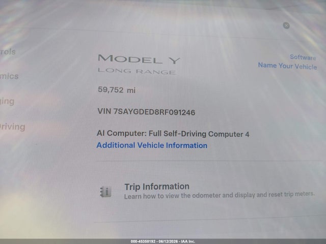 Продаж на аукціоні авто 2024 Tesla Model Y Long Range Single Motor Rear-wheel Drive/rwd, vin: 7SAYGDED8RF091246, номер лоту: 45358192