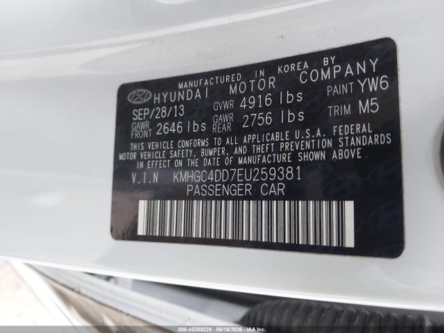 Продаж на аукціоні авто 2014 Hyundai Genesis 3.8, vin: KMHGC4DD7EU259381, номер лоту: 45358229