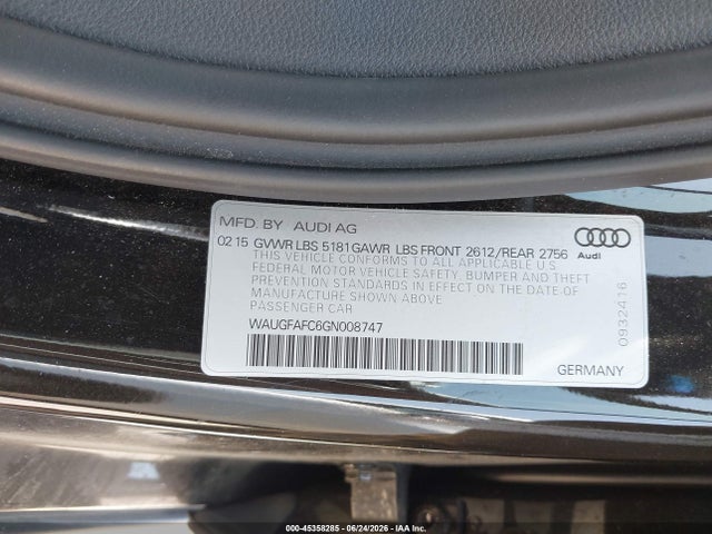 Audi A6 2.0t Premium Plus 2016 WAUGFAFC6GN008747 Image 9