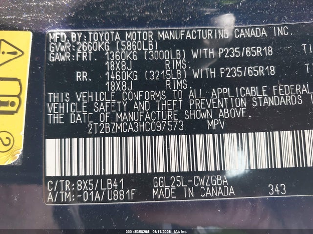 Aukcja sprzedaży 2017 Lexus Rx 350, vin: 2T2BZMCA3HC097573, numer aukcji: 45358295