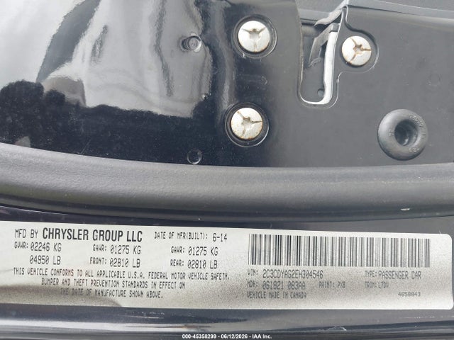 2014 Dodge Challenger Sxt მანქანა იყიდება აუქციონზე, vin: 2C3CDYAG2EH304546, აუქციონის ნომერი: 45358299