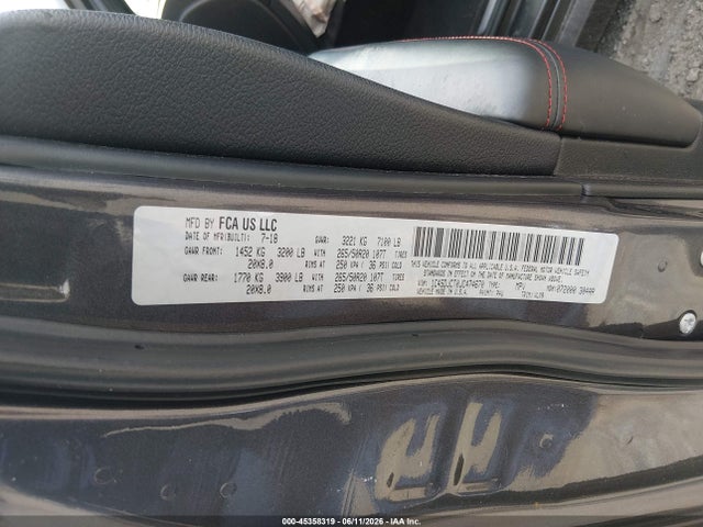 Aukcja sprzedaży 2018 Dodge Durango R/t Awd, vin: 1C4SDJCT0JC474670, numer aukcji: 45358319