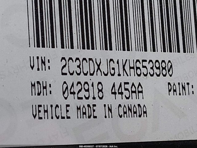 2019 Dodge Charger Sxt Awd მანქანა იყიდება აუქციონზე, vin: 2C3CDXJG1KH653980, აუქციონის ნომერი: 45358327