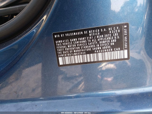 Продажа на аукционе авто 2020 Volkswagen Jetta 1.4t R-line/1.4t S/1.4t Se, vin: 3VWCB7BU1LM032924, номер лота: 45358353