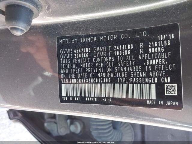 JHMCR6F32HC013395 Honda ACCORD HYBRID
