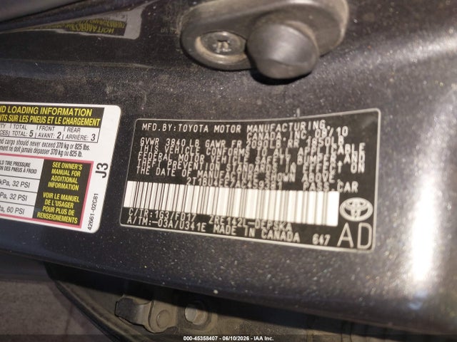 Aukcja sprzedaży 2010 Toyota Corolla S, vin: 2T1BU4EE7AC459381, numer aukcji: 45358407