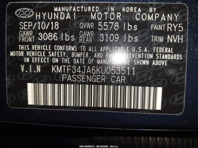 2019 Genesis G90 3.3t Premium მანქანა იყიდება აუქციონზე, vin: KMTF34JA6KU053511, აუქციონის ნომერი: 45358413