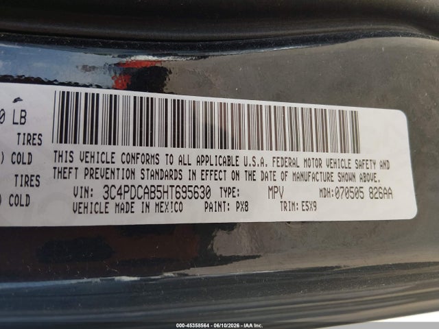 Aukcja sprzedaży 2017 Dodge Journey Se, vin: 3C4PDCAB5HT695630, numer aukcji: 45358564
