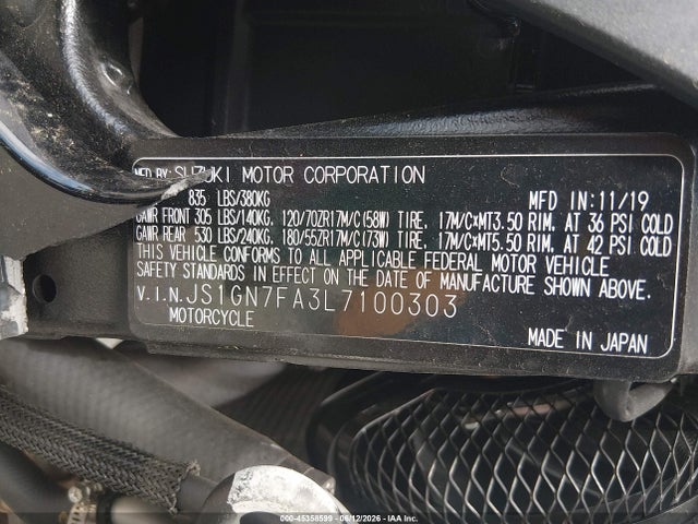Suzuki GSX-R600 2020 JS1GN7FA3L7100303 Image 10