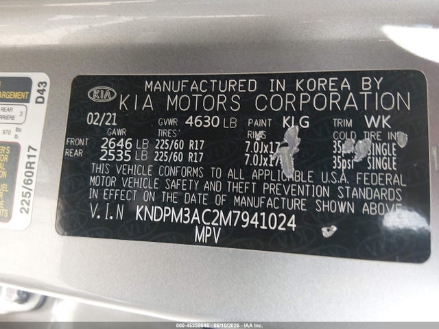 KIA Sportage Lx 2021 KNDPM3AC2M7941024 Image 9