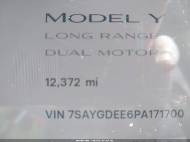 2023 Tesla Model Y Awd/long Range Dual Motor All-wheel Drive მანქანა იყიდება აუქციონზე, vin: 7SAYGDEE6PA171700, აუქციონის ნომერი: 45358651