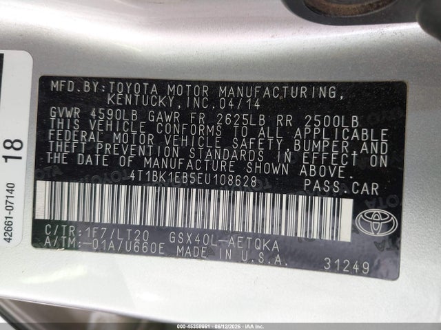 4T1BK1EB5EU108628 Toyota Avalon Xle Touring