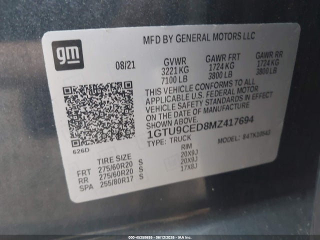 GMC Sierra 1500 4wd Short Box Elevation 2021 1GTU9CED8MZ417694 Image 9