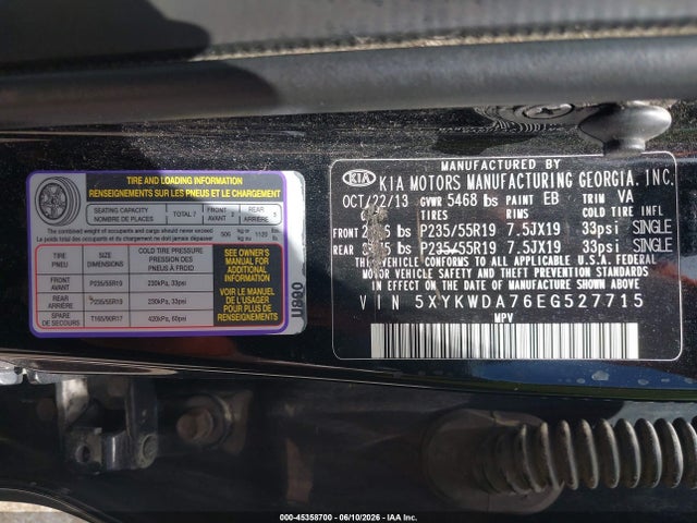 Aukcja sprzedaży 2014 Kia Sorento Limited V6, vin: 5XYKWDA76EG527715, numer aukcji: 45358700