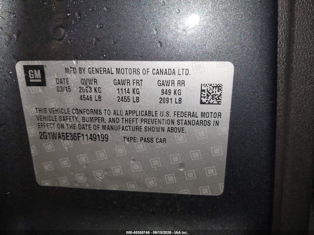 Chevrolet Impala Limited Ls 2015 2G1WA5E36F1149199 Image 9